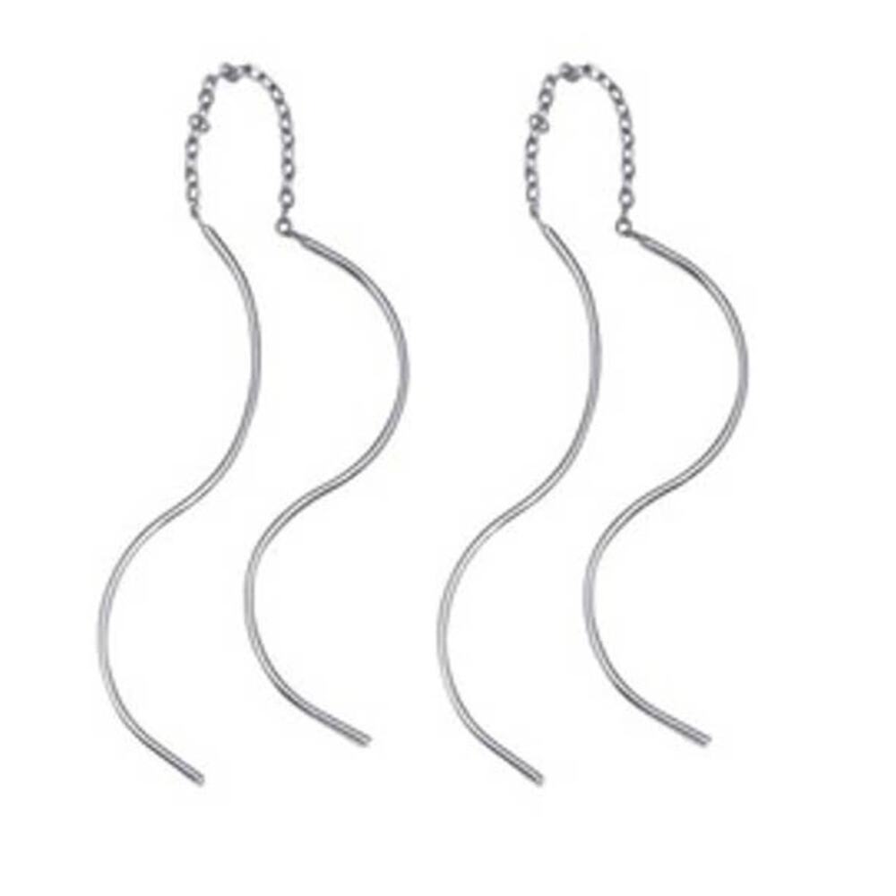 Silver Wire Chain Threader Fashion Earrings ~ NEW